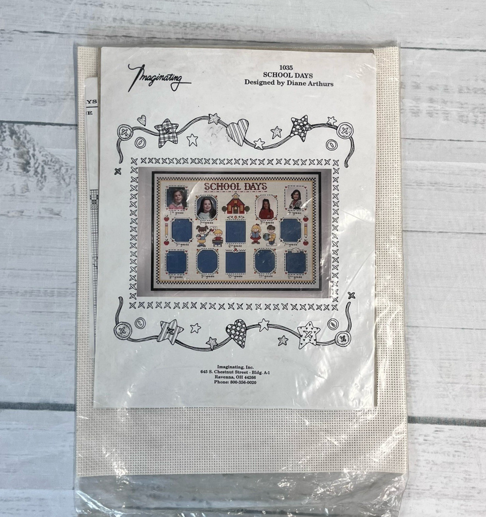 Vintage Imagination Cross Stitch #1035 School Days K - 12th Grade Pictures Kids